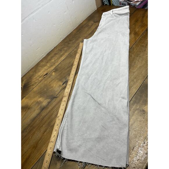 Zara The Marine Straight Jeans Womens 8 Gray High Rise Wide Leg Raw Hem Denim - Picture 11 of 11